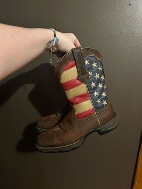 Durango Brown Western Boots with American Flag Shaft